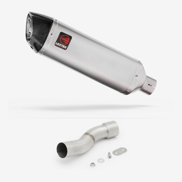 Lextek VP1 Matt S/Steel Exhaust 300mm with Link Pipe for Ducati Monster 1200 (14-19)