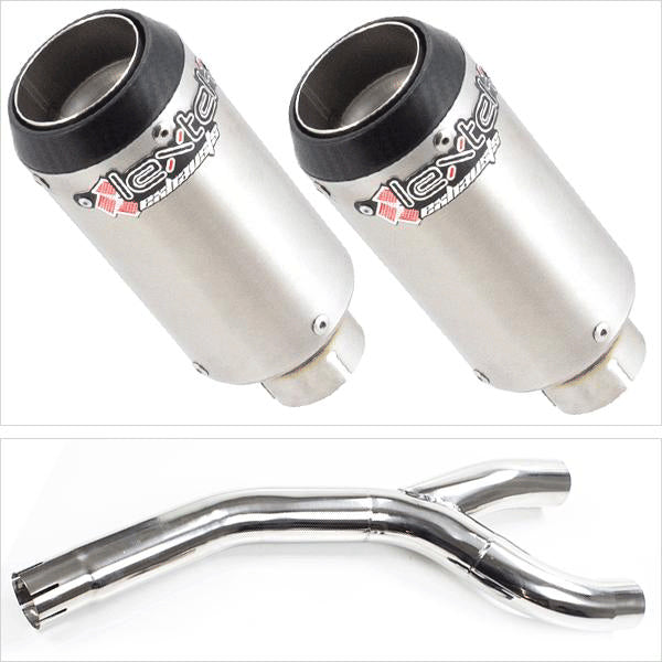 Lextek CP1 Matt S/Steel Carbon Tip Exhaust 150mm with Link Pipe for Yamaha FZS 600 Fazer (04-14)