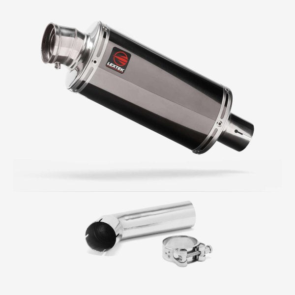 Lextek OP16 Dark Tint Stainless Exhaust 250mm with Link Pipe for Suzuki DL1000 V-Strom (14-19)