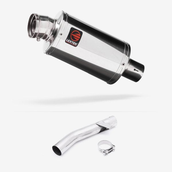Lextek OP4 Polished S/Steel Exhaust 200mm with Link Pipe for Yamaha FZS 600 Fazer (97-03)