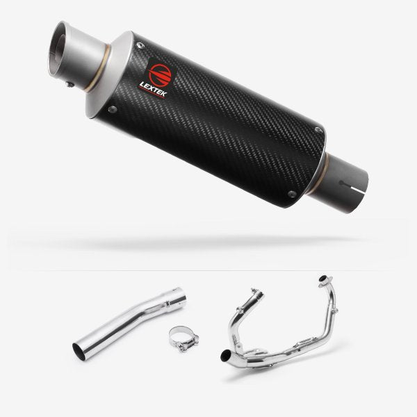 Lextek GP8C Carbon Fibre GP Stubby Exhaust System 240mm for Suzuki SV650 (03-15)