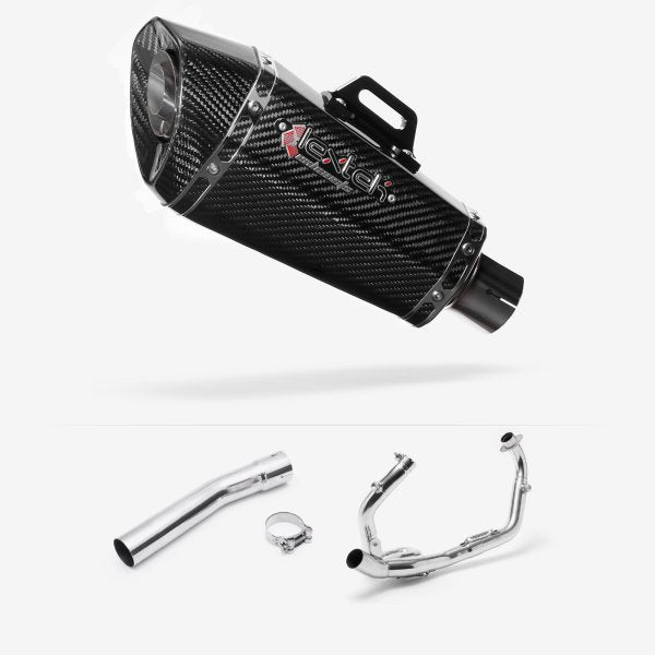 Lextek XP8C Carbon Fibre Exhaust System 210mm for Suzuki SV650 (03-15)