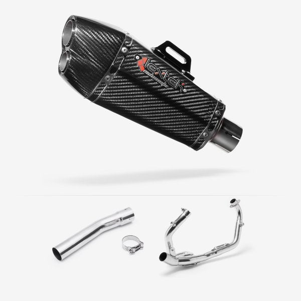 Lextek XP13C Carbon Fibre Exhaust System 210mm for Suzuki SV650 (03-15)