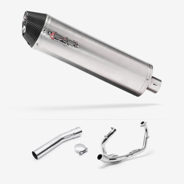 Lextek RP1 Gloss S/Steel Oval Exhaust System 400mm for Suzuki SV650 (03-15)