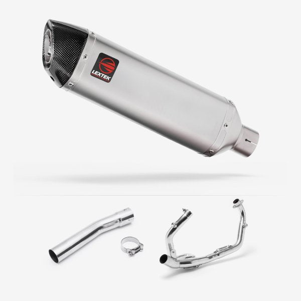 Lextek VP1 Matt S/Steel Exhaust System 300mm for Suzuki SV650 (03-15)