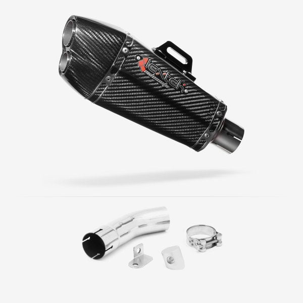 Lextek XP13C Carbon Fibre Exhaust 210mm with Link Pipe for Suzuki GSX-S 1000 (15-20)