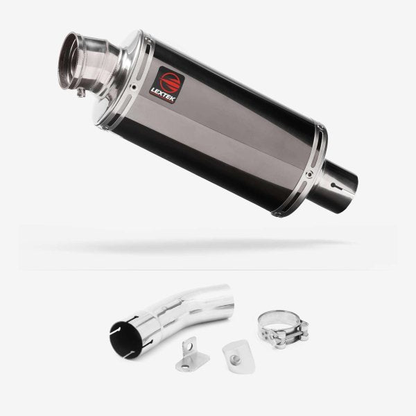 Lextek OP16 Dark Tint Stainless Exhaust 250mm with Link Pipe for Suzuki GSX-S 1000 (15-20)