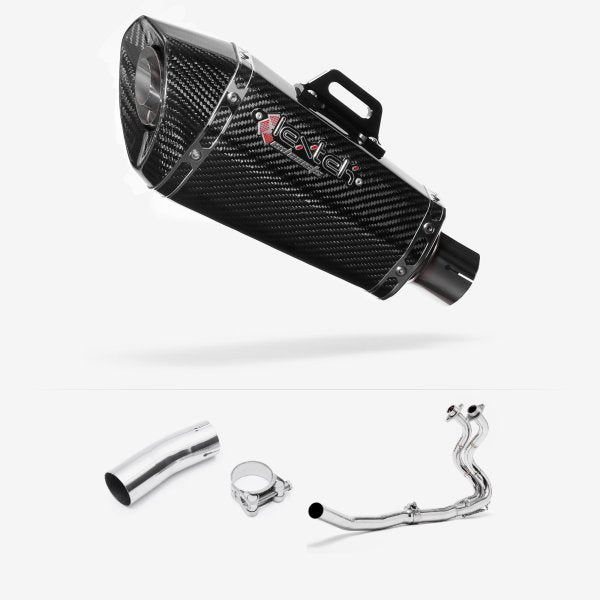 Lextek XP8C Carbon Fibre Exhaust System 210mm for Kawasaki Ninja 400 & Z400 (18-20)