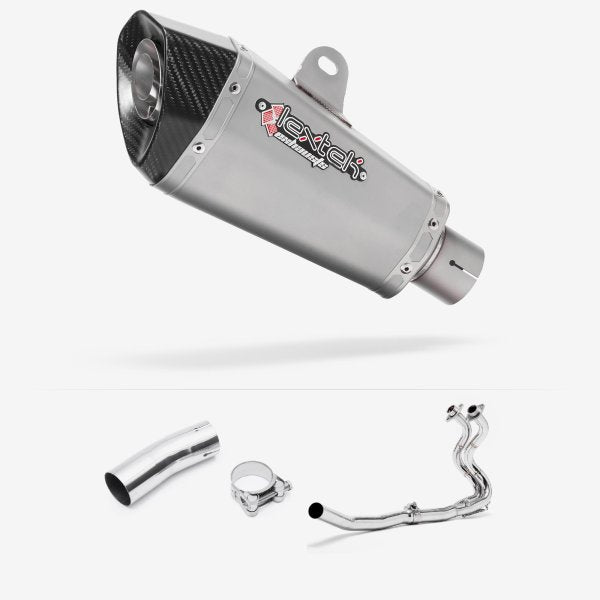 Lextek XP10 Matt S/Steel Exhaust System 210mm for Kawasaki Ninja 400 & Z400 (18-20)
