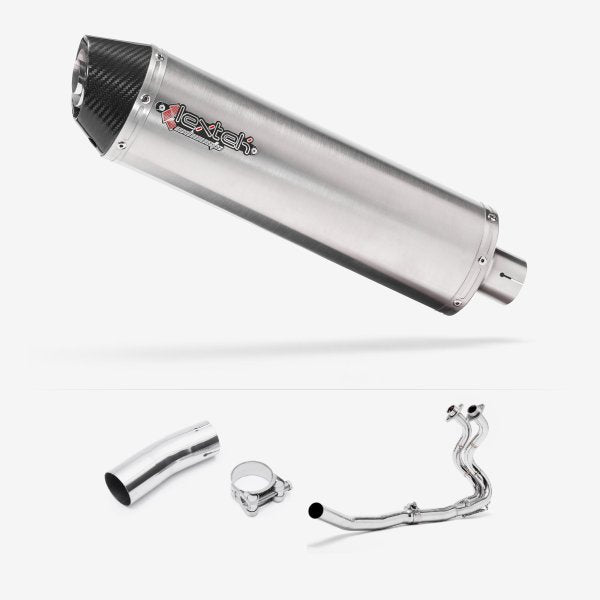 Lextek RP1 Gloss S/Steel Oval Exhaust System 400mm for Kawasaki Ninja 400 & Z400 (18-20)