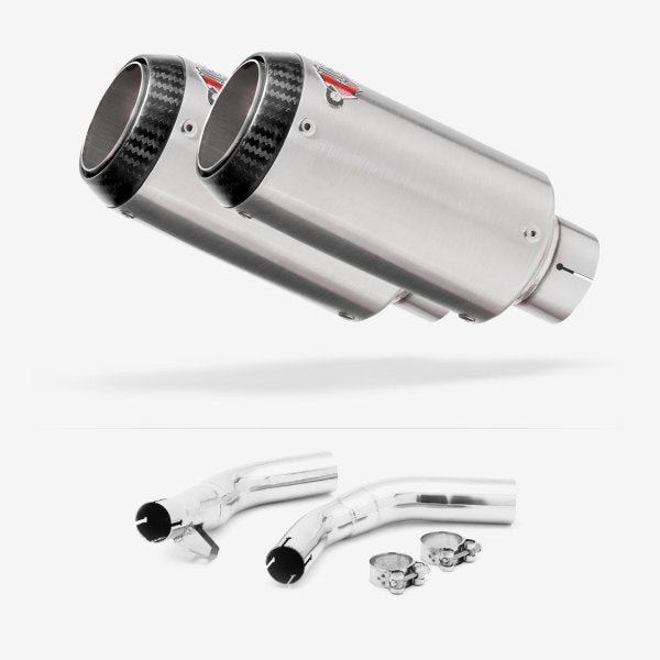 Lextek CP1 Matt S/Steel Carbon Tip Exhaust 150mm with Link Pipes for Honda CBF1000 (06-10)