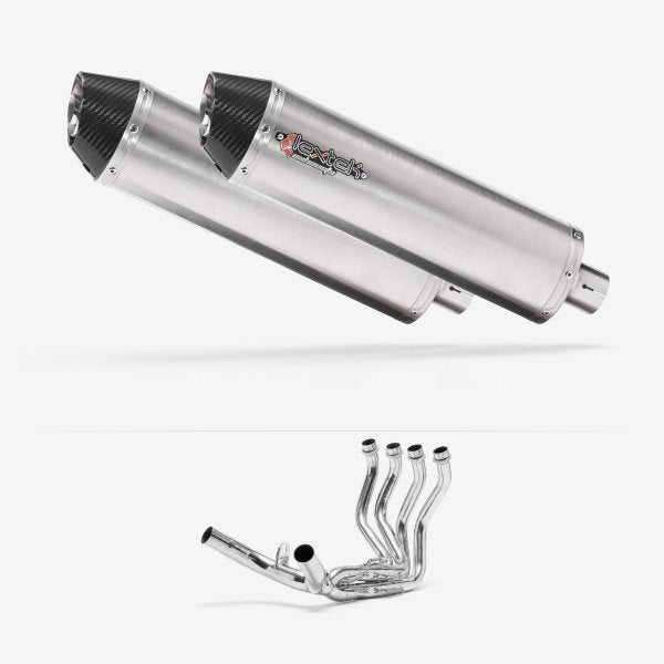 Lextek RP1 Gloss S/Steel Oval Exhaust System 400mm for Honda CBR1100XX Blackbird (97-08)