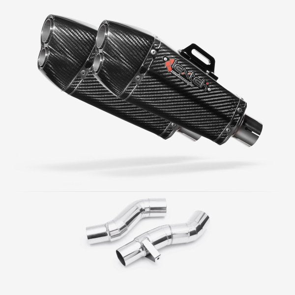 Lextek XP13C Carbon Fibre Exhaust 210mm with Link Pipes for Kawasaki Z1000SX With Luggage (14-19)