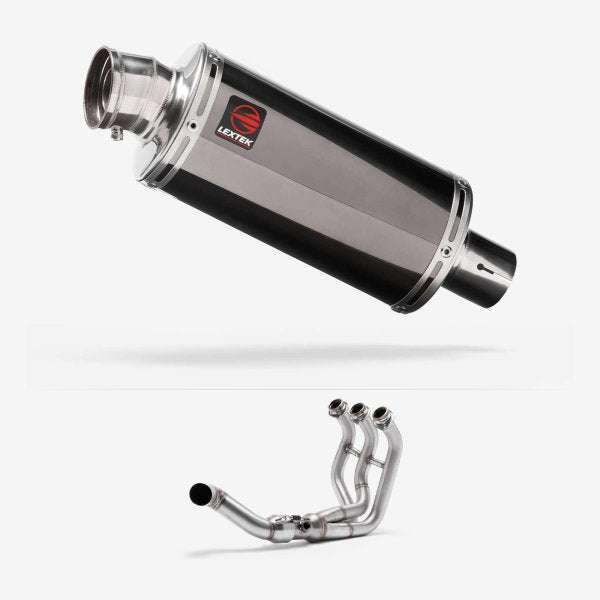 Lextek OP16 Dark Tint Stainless Exhaust System 250mm Low Level for Yamaha MT-09 Tracer (14-20)