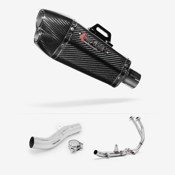 Lextek XP13C Carbon Fibre Exhaust System 210mm for Honda CBR500R & CB500F/X (13-15)