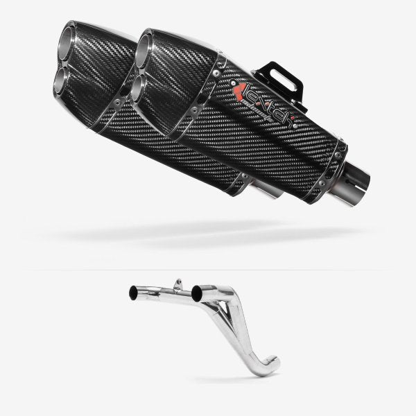 Lextek XP13C Carbon Fibre Exhaust 210mm Twin Underseat with Link Pipe