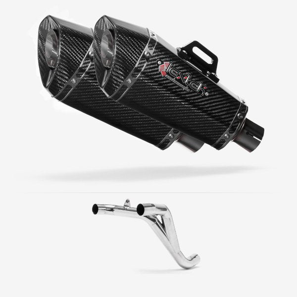 Lextek XP8C Carbon Fibre Exhaust 210mm Twin Underseat with Link Pipe