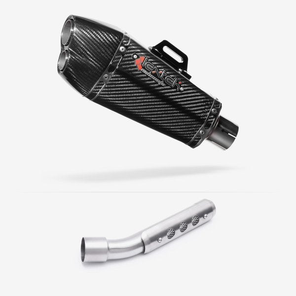 Lextek XP13C Carbon Fibre Exhaust 210mm with Link Pipe for Yamaha Tenere 700 (19-23)