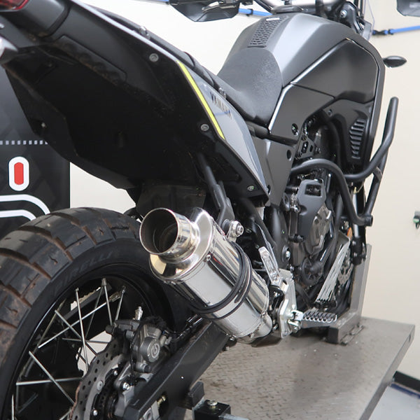 Lextek OP4 Polished S/Steel Exhaust 200mm with Link Pipe for Yamaha Tenere 700 (19-23)