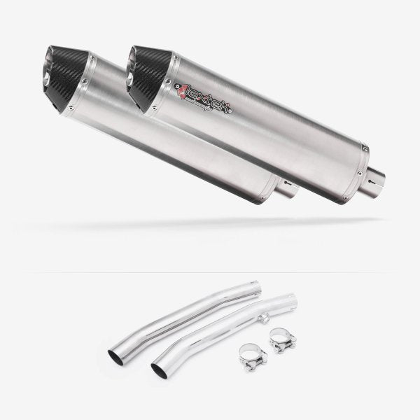 Lextek RP1 Gloss S/Steel Oval Exhaust 400mm with Link Pipes for Suzuki GSX 1300 R Hayabusa (99-07)