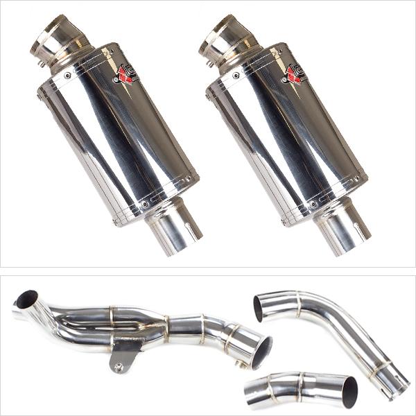 Lextek OP4 Polished S/Steel Exhaust 200mm with Link Pipe for Yamaha YZF R1 (09-14)