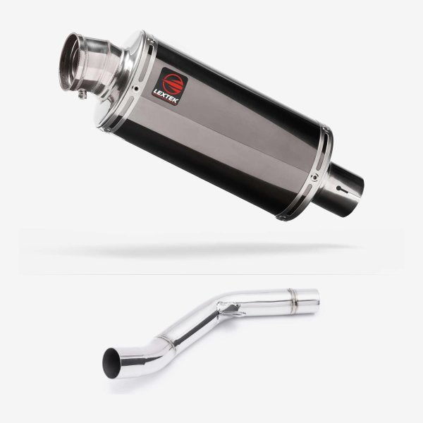 Lextek OP16 Dark Tint Stainless Exhaust 250mm with Link Pipe for Kawasaki Z800 (13-16)