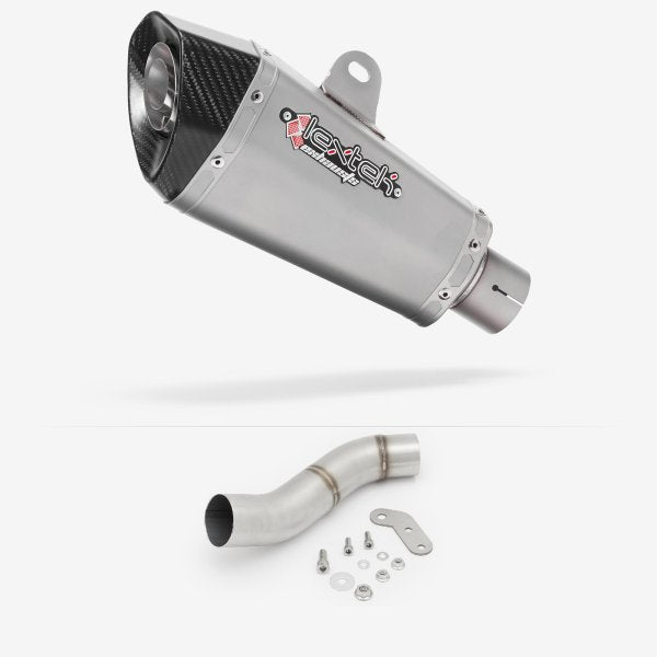 Lextek XP10 Matt S/Steel Exhaust 210mm with Link Pipe for Ducati Monster 797 (17-18)