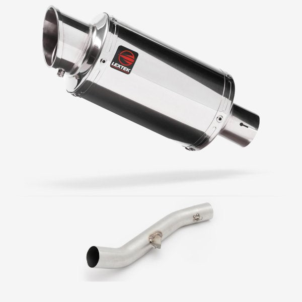 Lextek YP4 S/Steel Stubby Exhaust 200mm High Level with Link Pipe for Yamaha YZF R6 (17-22)