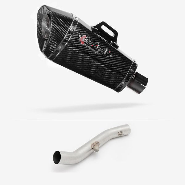 Lextek XP8C Carbon Fibre Exhaust 210mm High Level with Link Pipe for Yamaha YZF R6 (17-22)