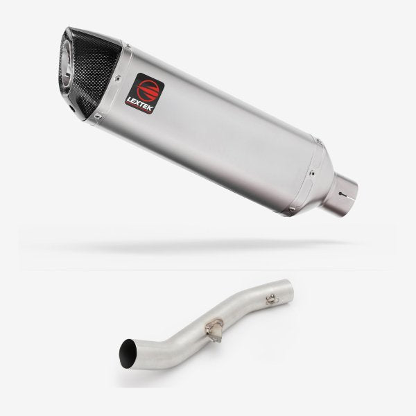 Lextek VP1 Matt S/Steel Exhaust 300mm High Level with Link Pipe for Yamaha YZF R6 (17-22)