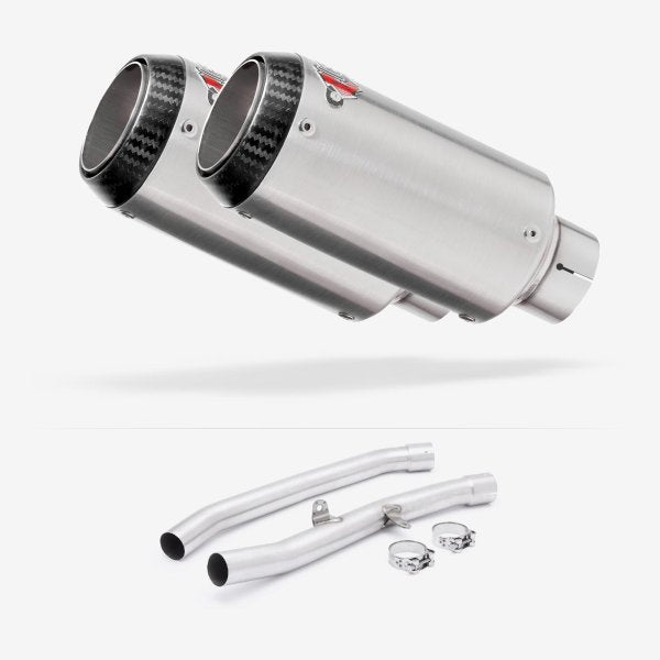 Lextek CP1 Matt S/Steel Carbon Tip Exhaust 150mm with Link Pipes for Kawasaki ZZR1400 (08-11)