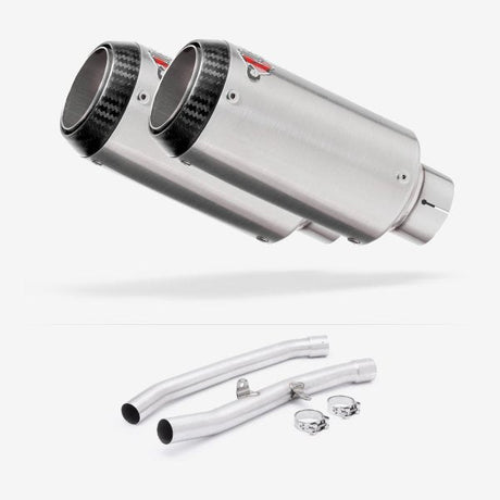 Lextek CP1 Matt S/Steel Carbon Tip Exhaust 150mm with Link Pipes for Kawasaki ZZR1400 (08-11)