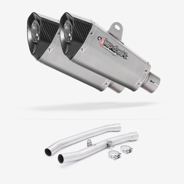 Lextek XP10 Matt S/Steel Exhaust 210mm with Link Pipes for Kawasaki ZZR1400 (08-11)