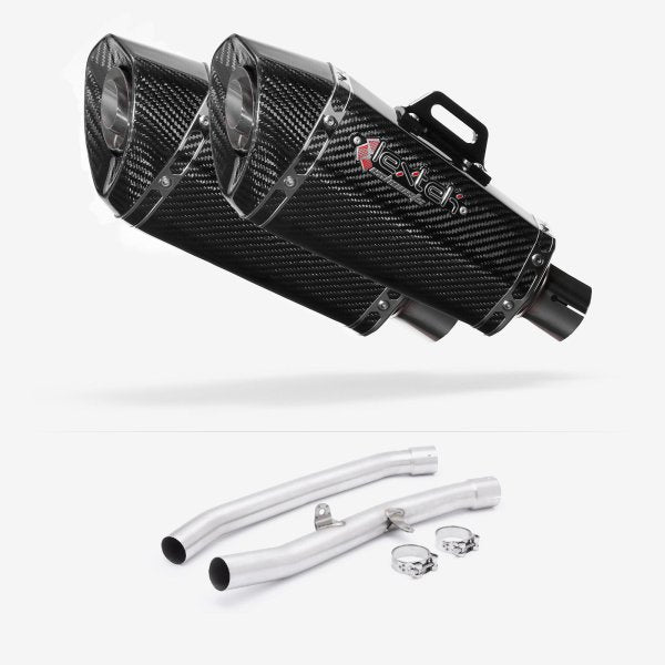 Lextek XP8C Carbon Fibre Exhaust 210mm with Link Pipes for Kawasaki ZZR1400 (08-11)