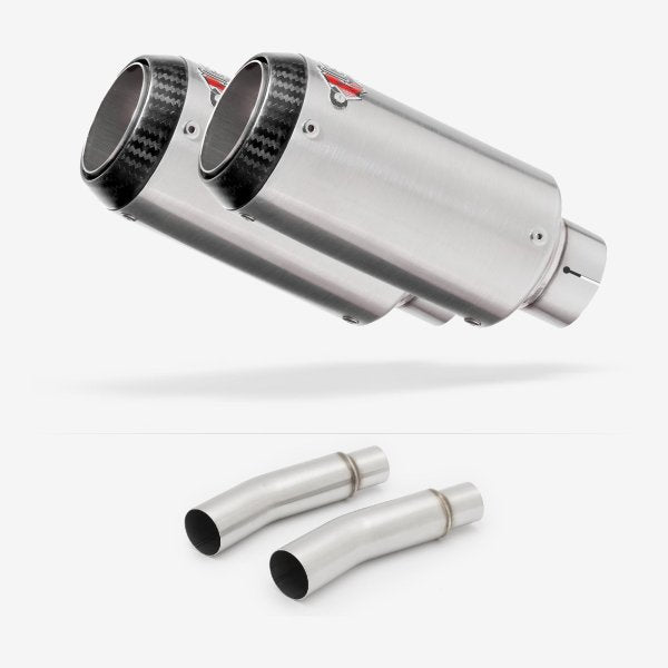 Lextek CP1 Matt S/Steel Carbon Tip Exhaust 150mm with Link Pipes for Ducati Monster 620 (01-06)