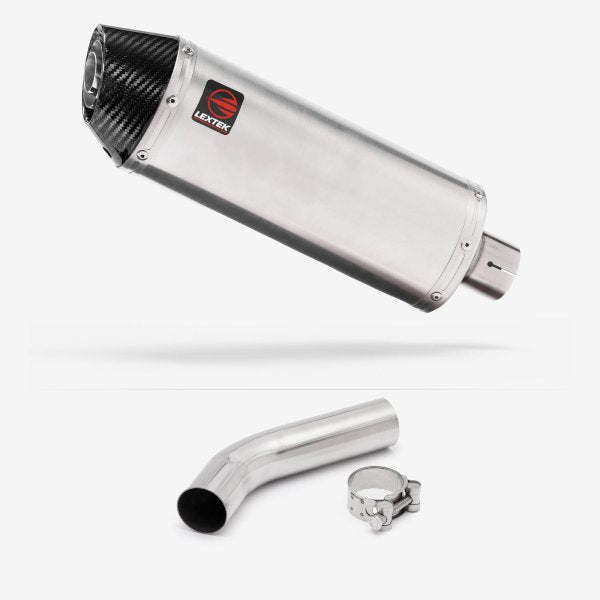 Lextek RP2 Gloss S/Steel Oval Exhaust 300mm with Link Pipe for Honda VFR400 NC21 (85-88)
