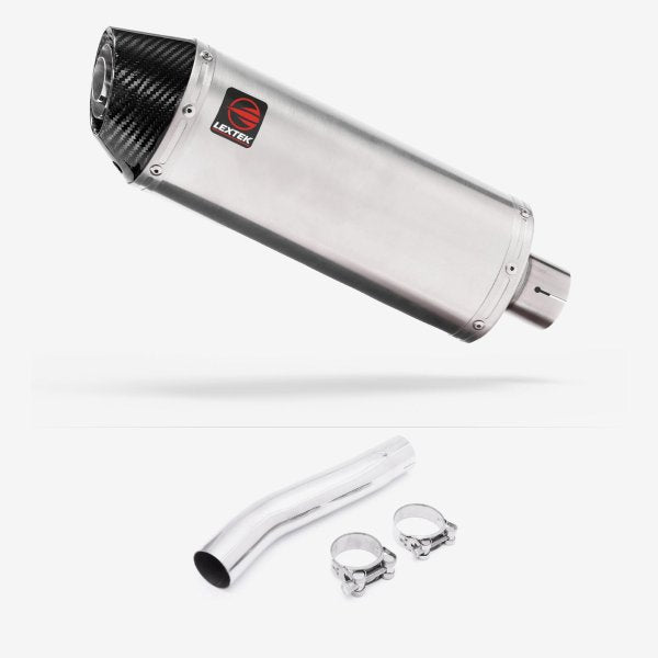 Lextek RP2 Gloss S/Steel Oval Exhaust 300mm with Link Pipe for Suzuki GSXR 600/750 (08-10)