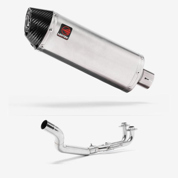 Lextek RP2 Gloss S/Steel Oval Exhaust System 300mm for Yamaha T-Max 500 (02-13)
