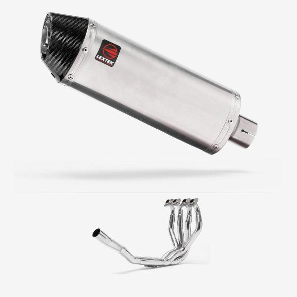 Lextek RP2 Gloss S/Steel Oval Exhaust System 300mm for Kawasaki ZX-6R Ninja (09-20)