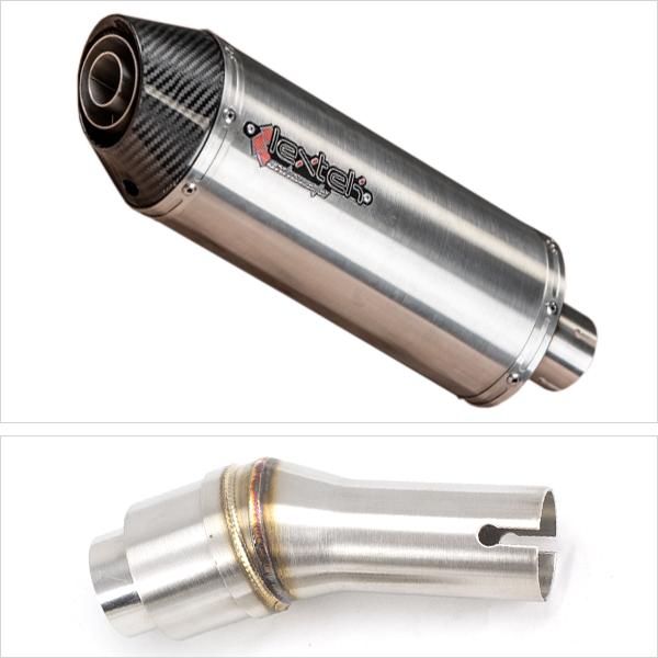 Lextek RP2 Gloss S/Steel Oval Exhaust 300mm with Link Pipe for Kawasaki Ninja 300 (13-17)