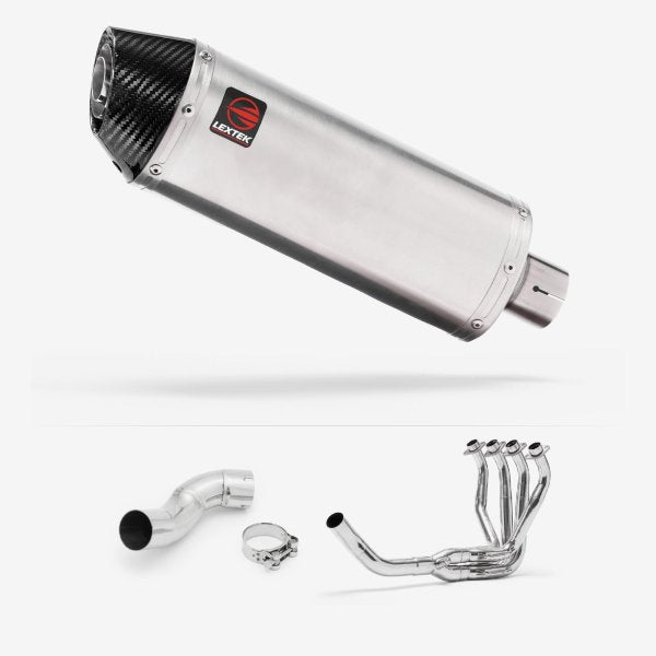 Lextek RP2 Gloss S/Steel Oval Exhaust System 300mm for Kawasaki Z900 (17-19)