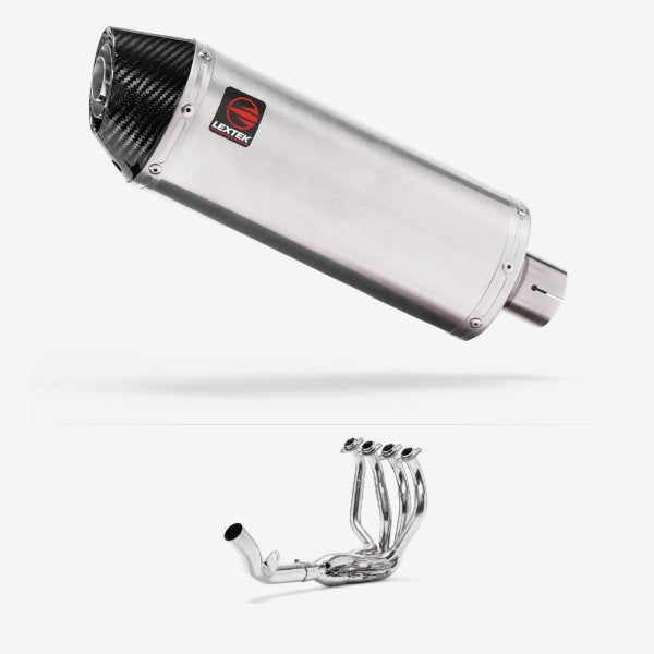 Lextek RP2 Gloss S/Steel Oval Exhaust System 300mm for Kawasaki Z800 (13-16)