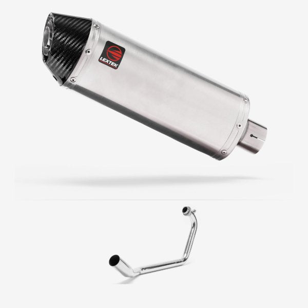 Lextek RP2 Gloss S/Steel Oval Exhaust System 300mm for Suzuki GSX-R 125 (17-24) GSX-S 125 (17-24)