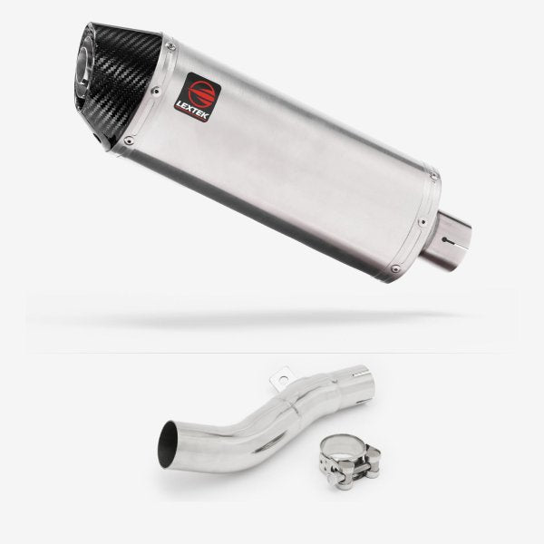 Lextek RP2 Gloss S/Steel Oval Exhaust 300mm with Link Pipe for Honda CB500 F/X (13-20)