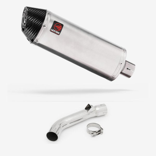 Lextek RP2 Gloss S/Steel Oval Exhaust 300mm with Link Pipe for Honda VFR 800 (97-01)