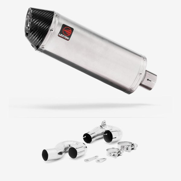 Lextek RP2 Gloss S/Steel Oval Exhaust 300mm with Link Pipe for Honda CBR1000RR Fireblade (14-16)