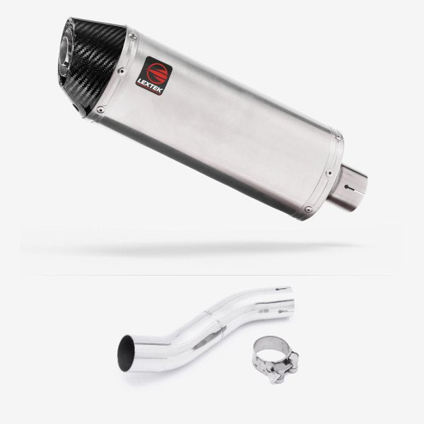 Lextek RP2 Gloss S/Steel Oval Exhaust 300mm with Link Pipe for Suzuki GSX 250 R (17-18)
