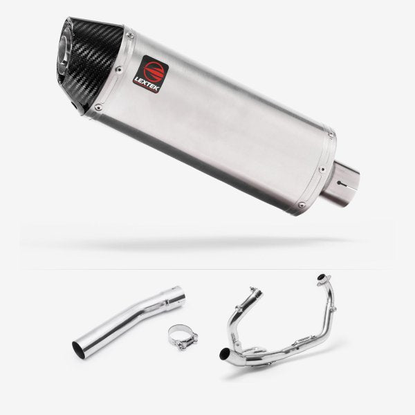 Lextek RP2 Gloss S/Steel Oval Exhaust System 300mm for Suzuki SV650 (03-15)