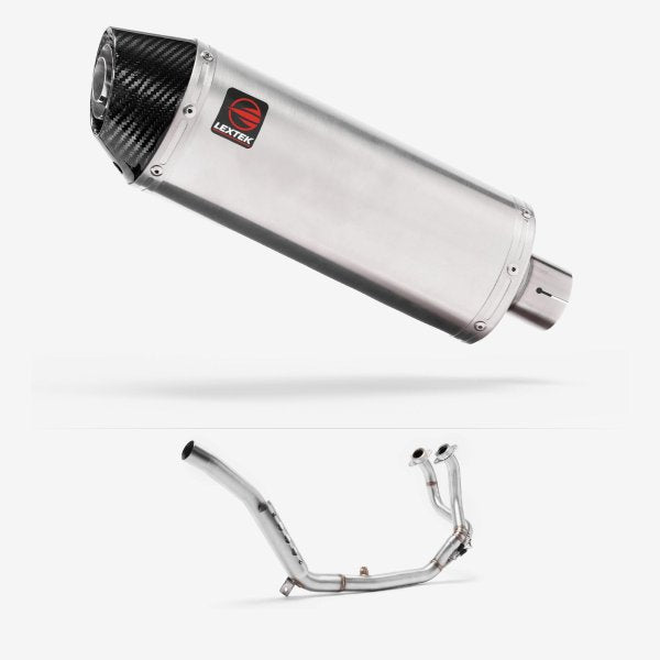 Lextek RP2 Gloss S/Steel Oval Exhaust System 300mm for Honda CRF1000 Africa Twin (16-19)
