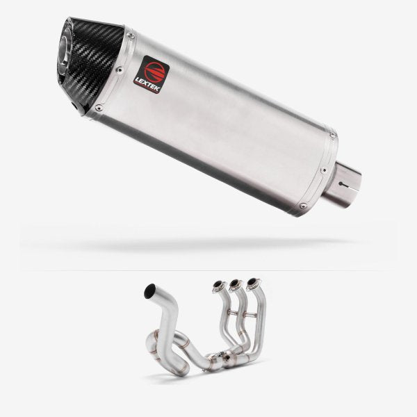 Lextek RP2 Gloss S/Steel Oval Exhaust System 300mm High Level for Yamaha MT-09 Tracer (14-20)